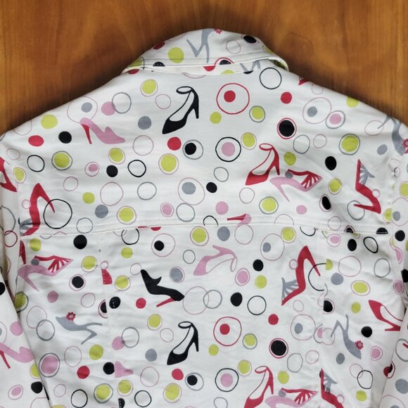 Mechant High Heeled Shoes Novelty Print Cream Jacket - M - Picture 9 of 10